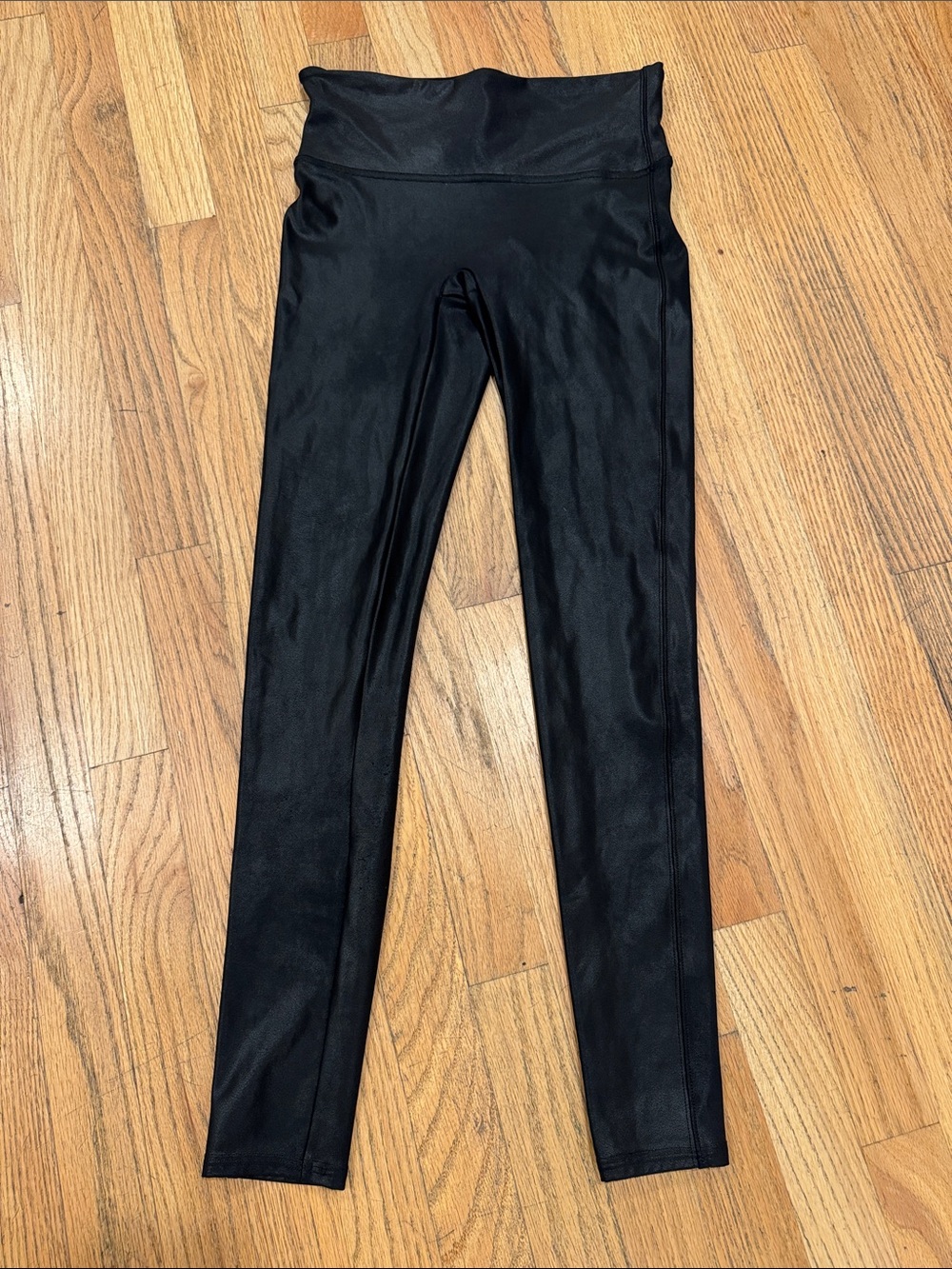 SPANX Women’s Black High-Rise Sculpting Shiny Leggings Medium